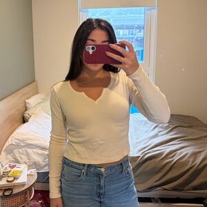 Brandy Melville Cream Long Sleeve Top